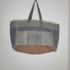 Myra Beehive Print Canvas Handmade‎ Large Weekender Bag Tote Boho